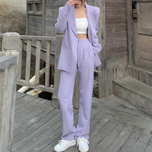 バイオレットロングツーピースセットアップ 5208-画像6-韓国ファッション通販POPREA［ポップリア］