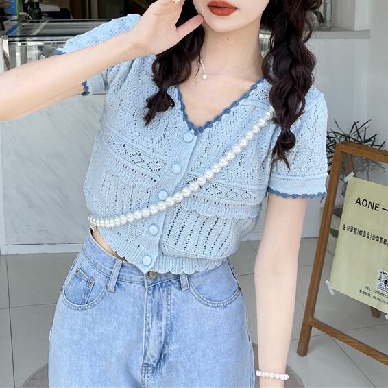 サマーニットキャンディーカラーカーディガン 5262-画像6-韓国ファッション通販POPREA［ポップリア］