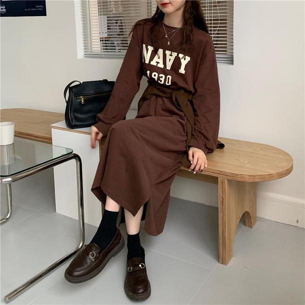 ロゴプリントトレーナーワンピース 4688-画像6-韓国ファッション通販POPREA［ポップリア］