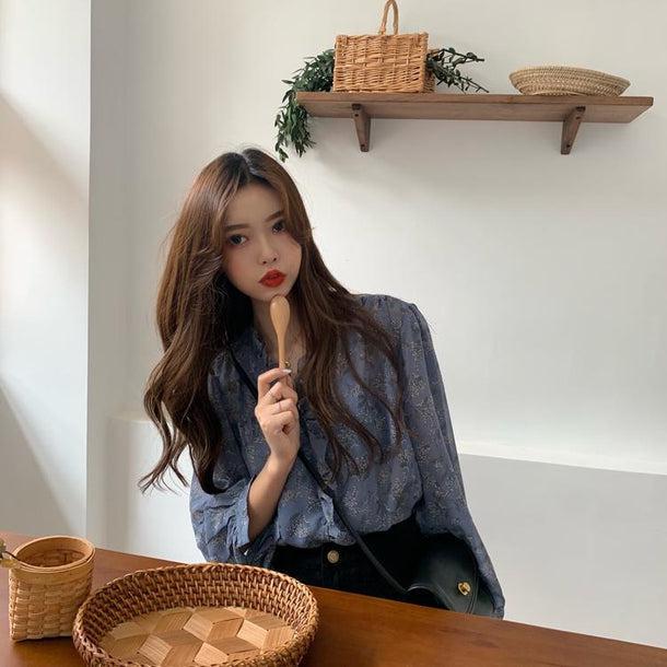 フラワーパターンフリルブラウス﻿ 5144-画像6-韓国ファッション通販POPREA［ポップリア］