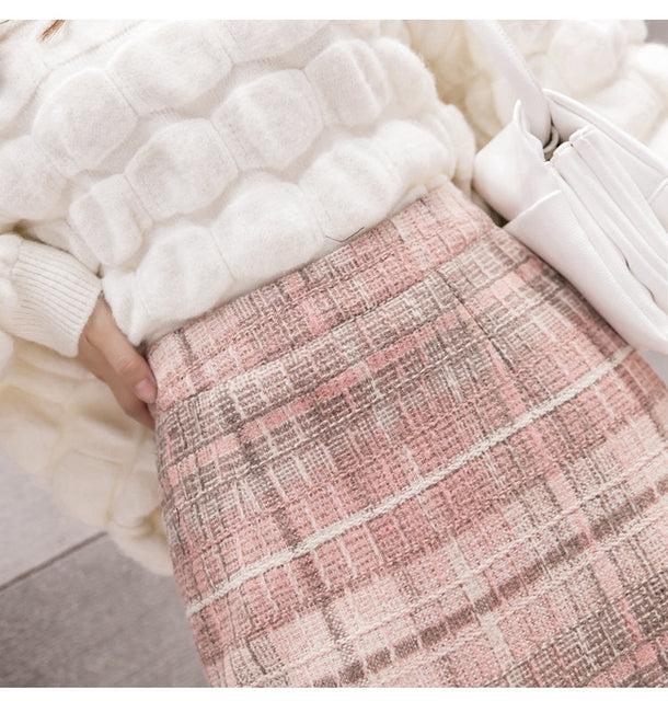 チェック柄ミモレ丈タイトスカート 5018-画像6-韓国ファッション通販POPREA［ポップリア］