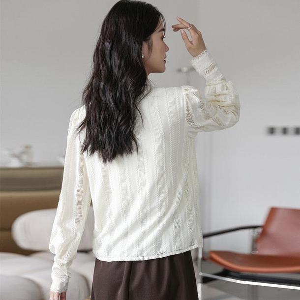 フリルハイネックレースリボンタイブラウス 4922-画像6-韓国ファッション通販POPREA［ポップリア］