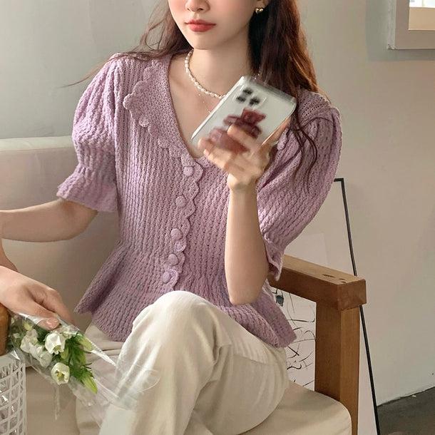 ロマンティックフリルサマーニット 5163-画像6-韓国ファッション通販POPREA［ポップリア］