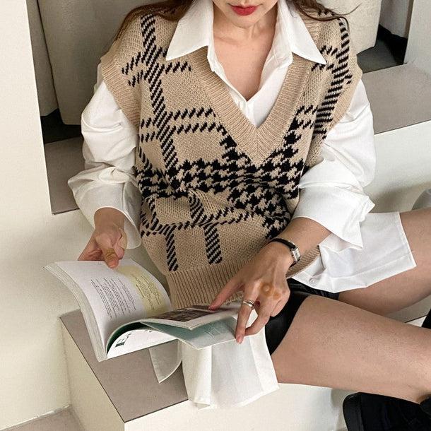 チェックニットベスト 5043-画像6-韓国ファッション通販POPREA［ポップリア］