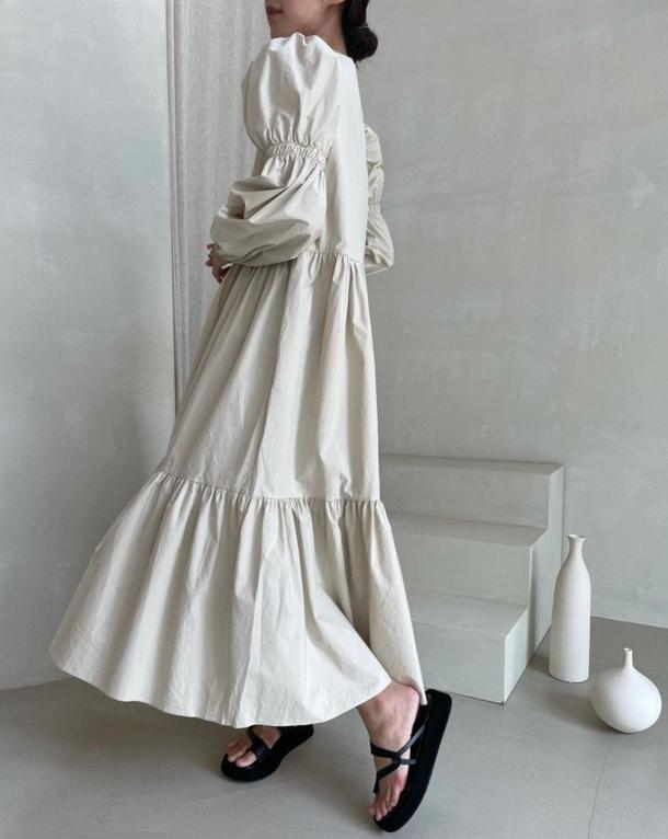 バブルスリーブティアードワンピース 4756-画像6-韓国ファッション通販POPREA［ポップリア］