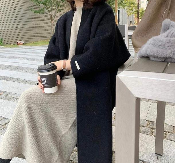 ノーカラーソフトタッチカーディガンコート 4840-画像6-韓国ファッション通販POPREA［ポップリア］