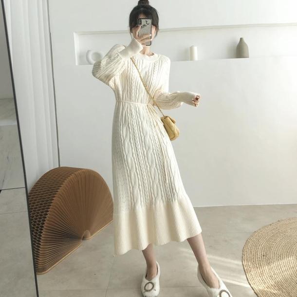 ツイストケーブルニットワンピ 4855-画像6-韓国ファッション通販POPREA［ポップリア］