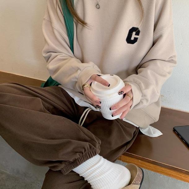 ワッフルCロゴプルオーバー 4928-画像6-韓国ファッション通販POPREA［ポップリア］