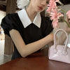 襟付きブラックミニワンピース﻿﻿ 5771-画像6-韓国ファッション通販POPREA［ポップリア］
