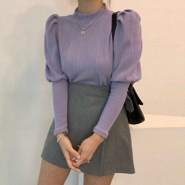 ぷちハイネックパフスリーブニット 4992-画像6-韓国ファッション通販POPREA［ポップリア］