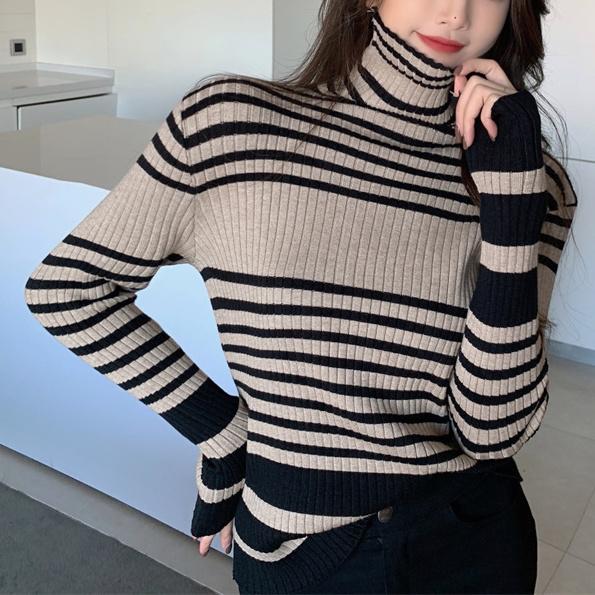 タートルネックボーダータイトニット 4914-画像6-韓国ファッション通販POPREA［ポップリア］