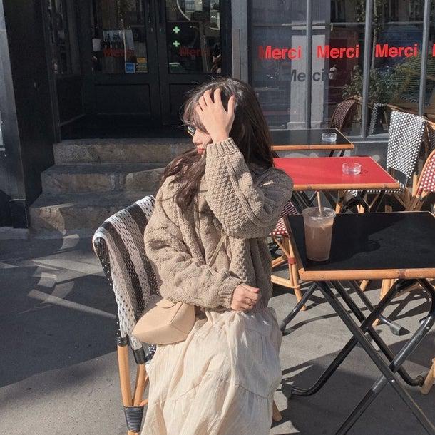 レトロツイストニットワンピースセット 4937-画像6-韓国ファッション通販POPREA［ポップリア］