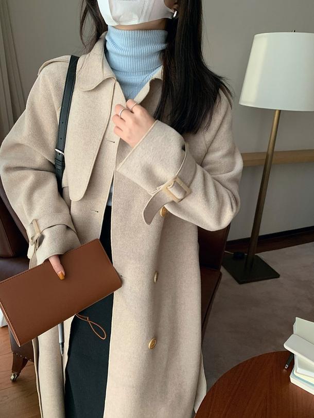 ダブルブレストベルトロングコート 4906-画像6-韓国ファッション通販POPREA［ポップリア］