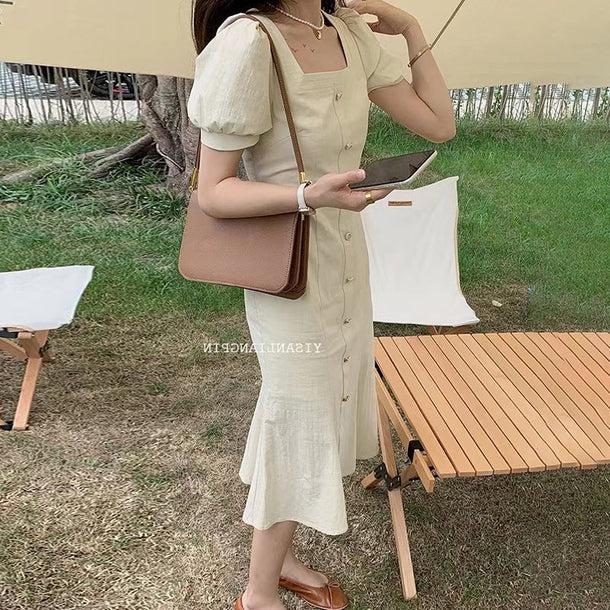 スクエアネックマーメイドワンピース 5226-画像6-韓国ファッション通販POPREA［ポップリア］