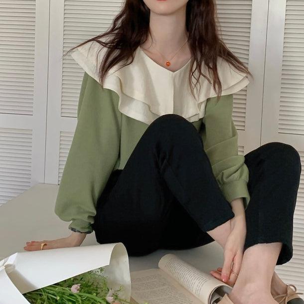 ダブルフリルカラートップス 5094-画像6-韓国ファッション通販POPREA［ポップリア］