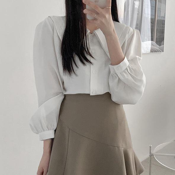 アシンメトリー切り替えミニスカート 5114-画像7-韓国ファッション通販POPREA［ポップリア］