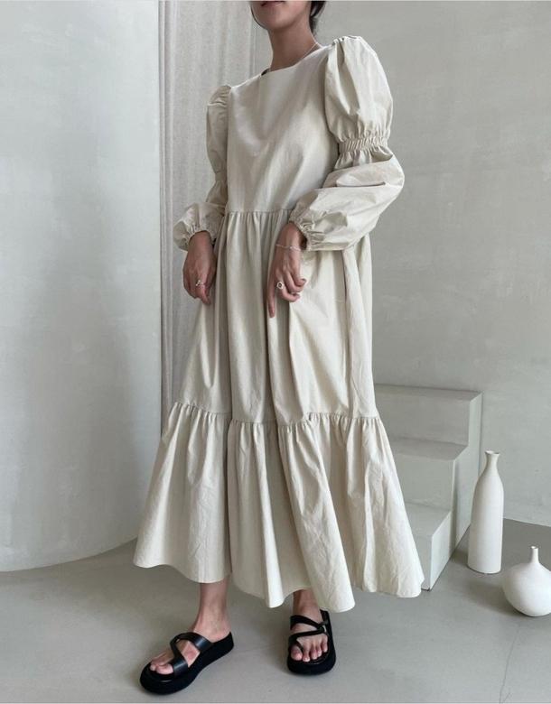 バブルスリーブティアードワンピース 4756-画像7-韓国ファッション通販POPREA［ポップリア］