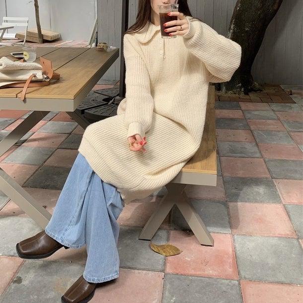 ワッフルミディニットワンピース 4933-画像7-韓国ファッション通販POPREA［ポップリア］