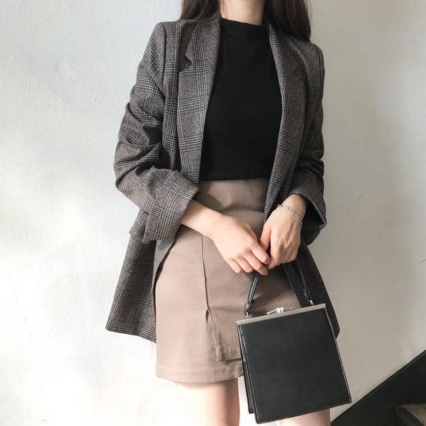 グレンチェックテーラードジャケット 4971-画像7-韓国ファッション通販POPREA［ポップリア］