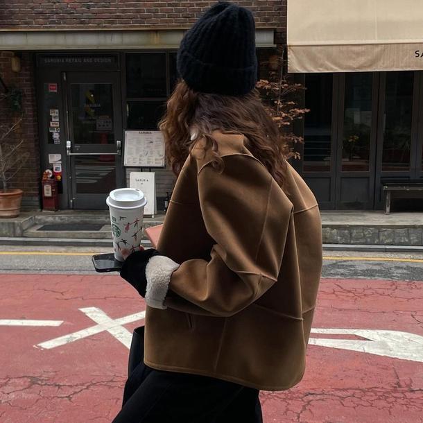 ムートンタッチブラウンジャケット 4886-画像7-韓国ファッション通販POPREA［ポップリア］