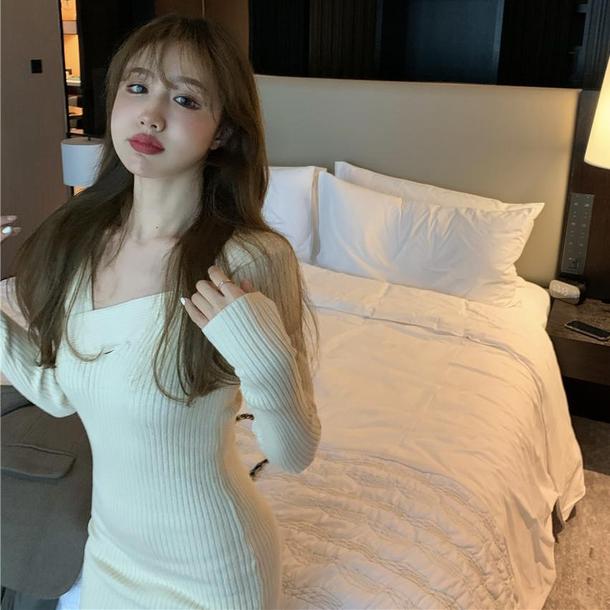 レイヤードネックリブニットワンピース 4847-画像7-韓国ファッション通販POPREA［ポップリア］