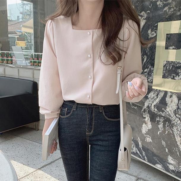 ベーシックスクエアネックトップス 4703-画像7-韓国ファッション通販POPREA［ポップリア］