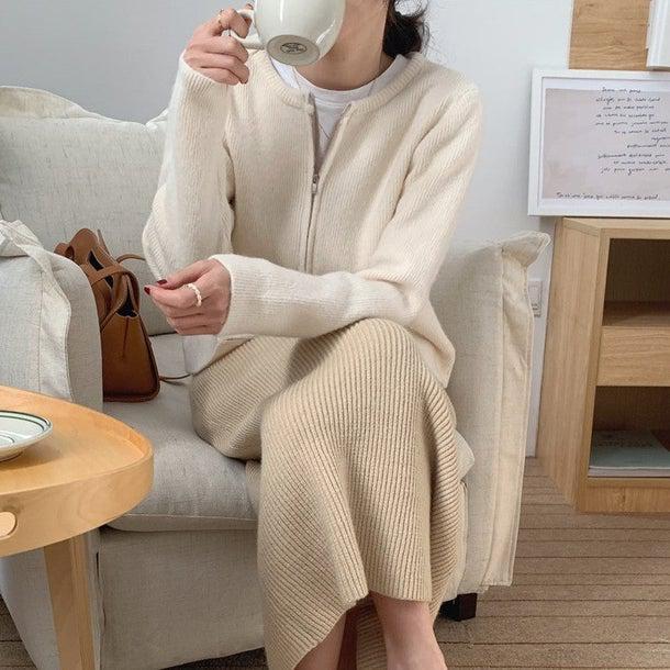 ラウンドネックジッパーカーディガン 4968-画像7-韓国ファッション通販POPREA［ポップリア］