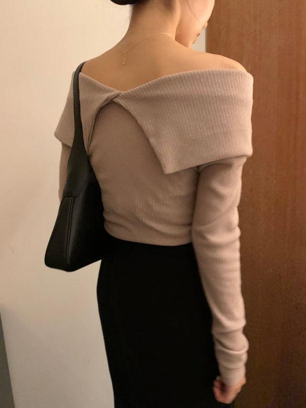 オフショルカラーリブニット 5036-画像7-韓国ファッション通販POPREA［ポップリア］