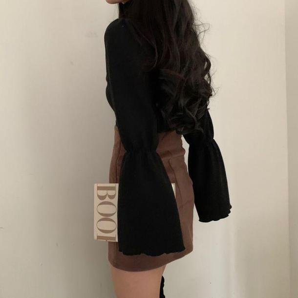 トランペットスリーブハイネックリブニット 4852-画像7-韓国ファッション通販POPREA［ポップリア］