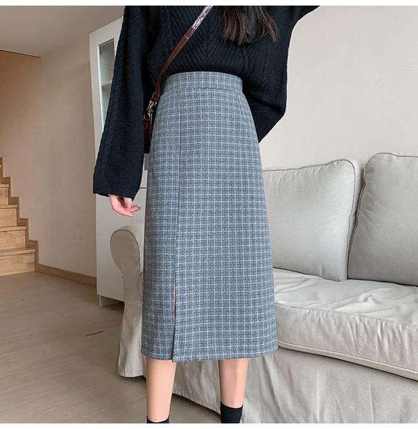 ハイウエストスリットチェックスカート 4699-画像7-韓国ファッション通販POPREA［ポップリア］
