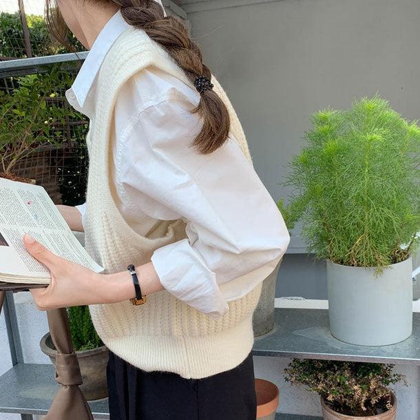 Vネックリブニットベスト 5112-画像7-韓国ファッション通販POPREA［ポップリア］