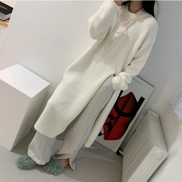 ラウンドネックスリットニットワンピース 4859-画像7-韓国ファッション通販POPREA［ポップリア］