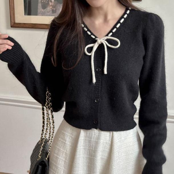 ステッチラインリボンデザインニット ﻿﻿ 5742-画像7-韓国ファッション通販POPREA［ポップリア］