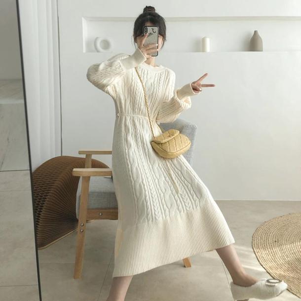 ツイストケーブルニットワンピ 4855-画像7-韓国ファッション通販POPREA［ポップリア］