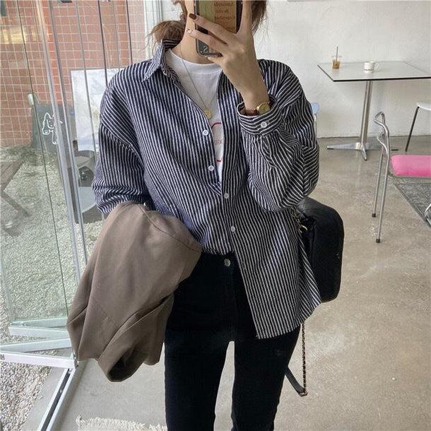 カジュアルストライプシャツ 5150-画像7-韓国ファッション通販POPREA［ポップリア］