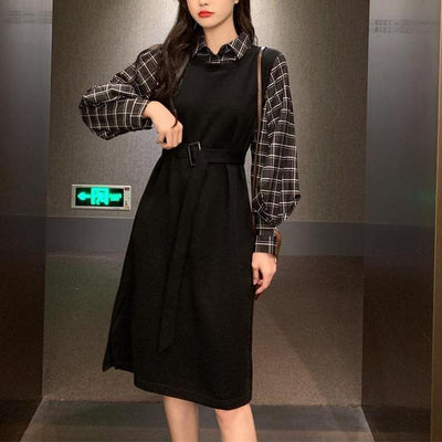 フェイクブラウス＆ブラックジャンスカドレス 4738-画像7-韓国ファッション通販POPREA［ポップリア］