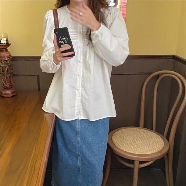 ベーシックピンタックシャツ 4744-画像7-韓国ファッション通販POPREA［ポップリア］