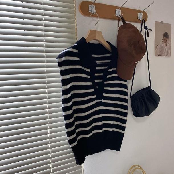 POLOボーダーニットベスト 4712-画像7-韓国ファッション通販POPREA［ポップリア］