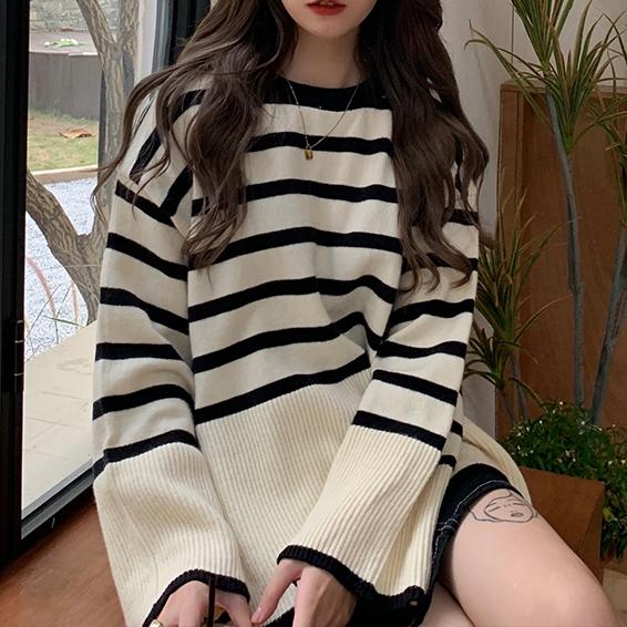 ベルスリーブボーダーニット 4804-画像7-韓国ファッション通販POPREA［ポップリア］