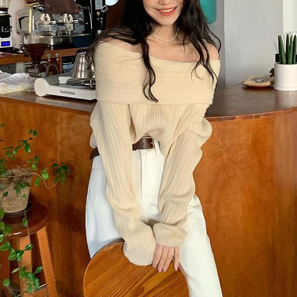 ベーシックオフショルダーリブニット 4788-画像7-韓国ファッション通販POPREA［ポップリア］