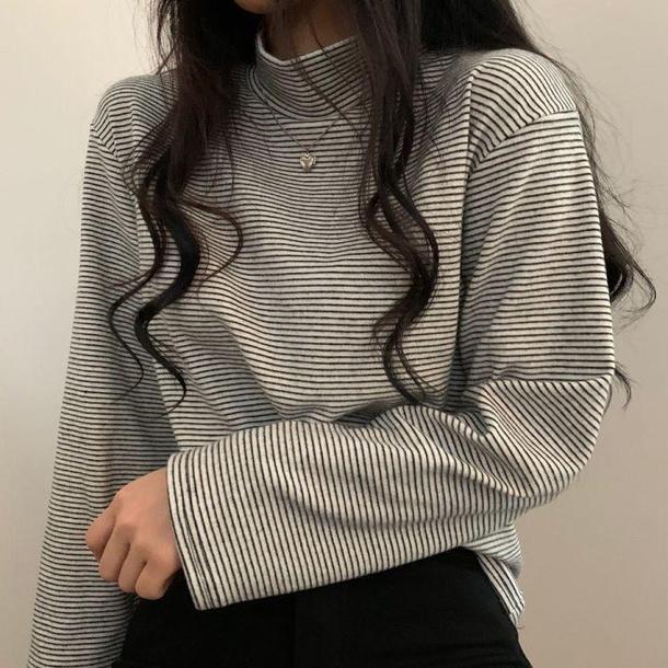 ハイネックボーダートップス 4927-画像7-韓国ファッション通販POPREA［ポップリア］