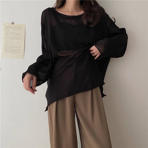 ラウンドネックシアートップス 5101-画像7-韓国ファッション通販POPREA［ポップリア］