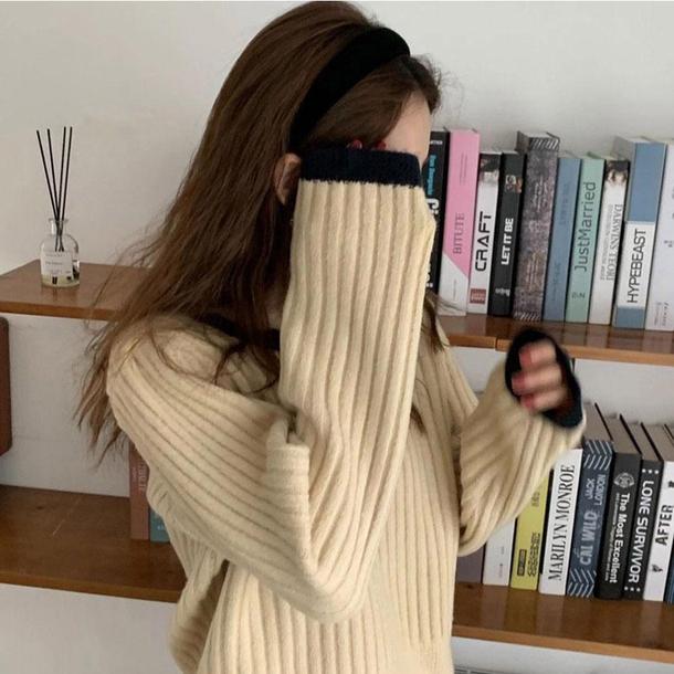 あったかシンプルリブショートニット 4853-画像7-韓国ファッション通販POPREA［ポップリア］