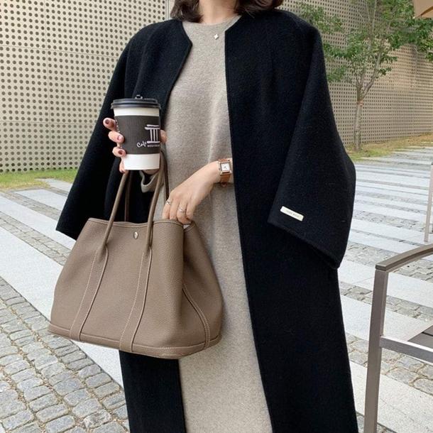 ノーカラーソフトタッチカーディガンコート 4840-画像7-韓国ファッション通販POPREA［ポップリア］