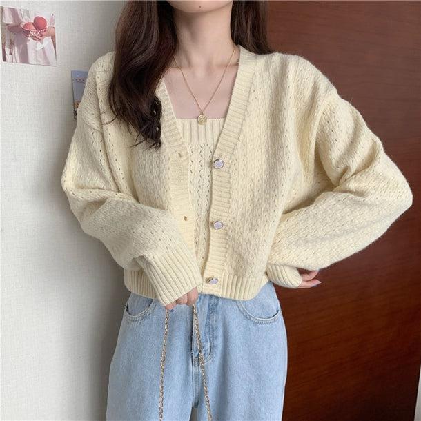 ゆるかわニットカーディガン＆キャミソール 5073-画像7-韓国ファッション通販POPREA［ポップリア］