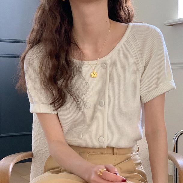 ノーカラーダブルボタンニット 5228-画像7-韓国ファッション通販POPREA［ポップリア］