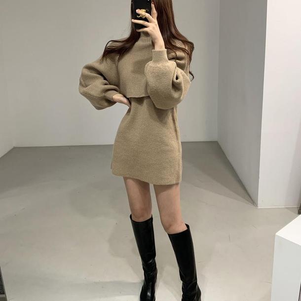 ハイネックニットトップス＆ミニワンピース 4815-画像7-韓国ファッション通販POPREA［ポップリア］