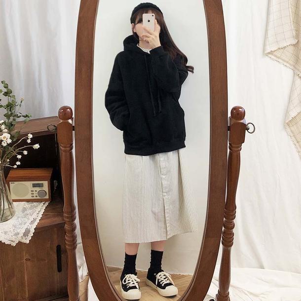 ショート丈ニットベスト＆ストライプワンピース 4745-画像7-韓国ファッション通販POPREA［ポップリア］