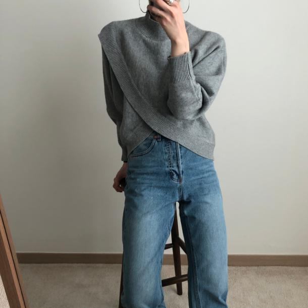 ハイネックフロントクロスニット 4856-画像7-韓国ファッション通販POPREA［ポップリア］