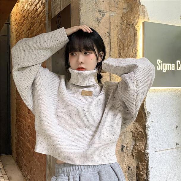 ハイネックワンポイントボリュームニット 4916-画像7-韓国ファッション通販POPREA［ポップリア］